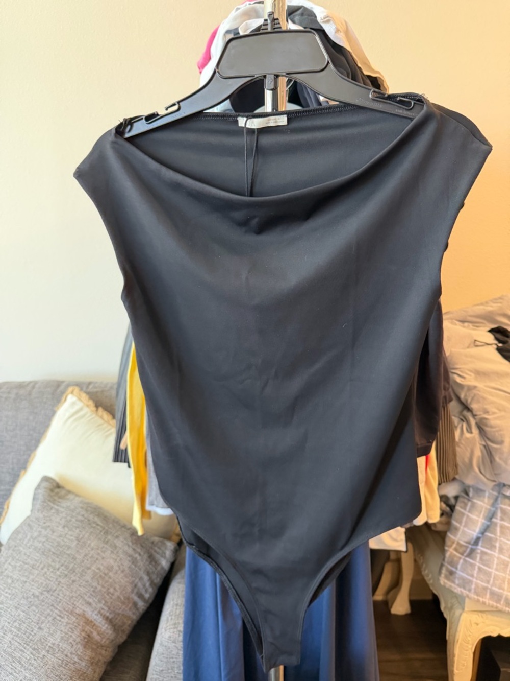 Zara Black One-Shoulder Bodysuit Dress